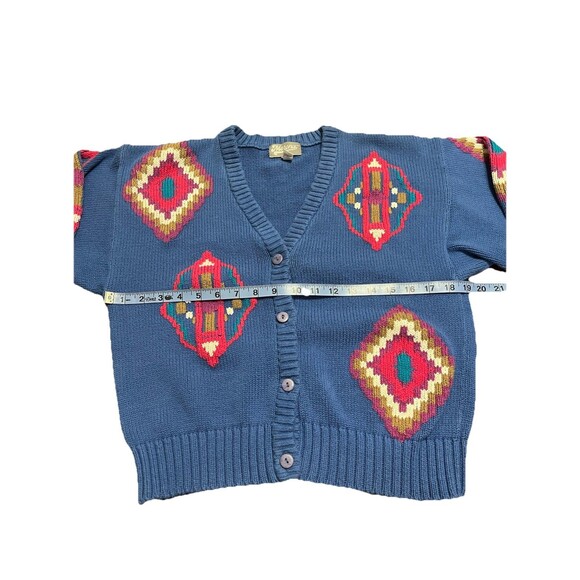 🔥 VINTAGE MERONA Y2K Intarsia Cardigan Folk Diamonds S GUC ! 🔥 - Picture 8 of 12